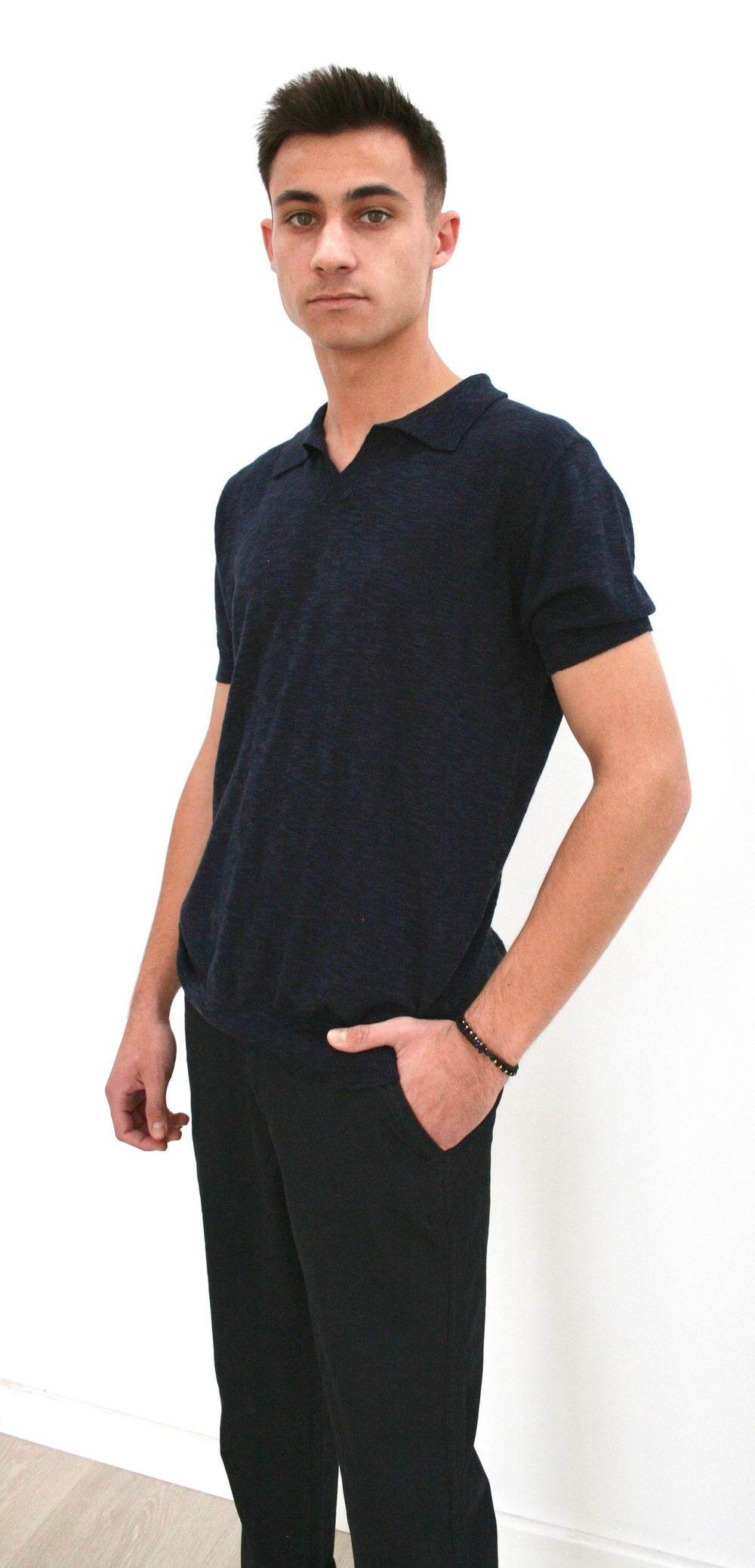 Tricou pentru bărbați, tricotat , Bleumarin - Rammi.ro