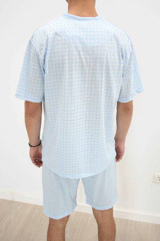 Pijama scurtă din bumbac, Bleu - Rammi.ro