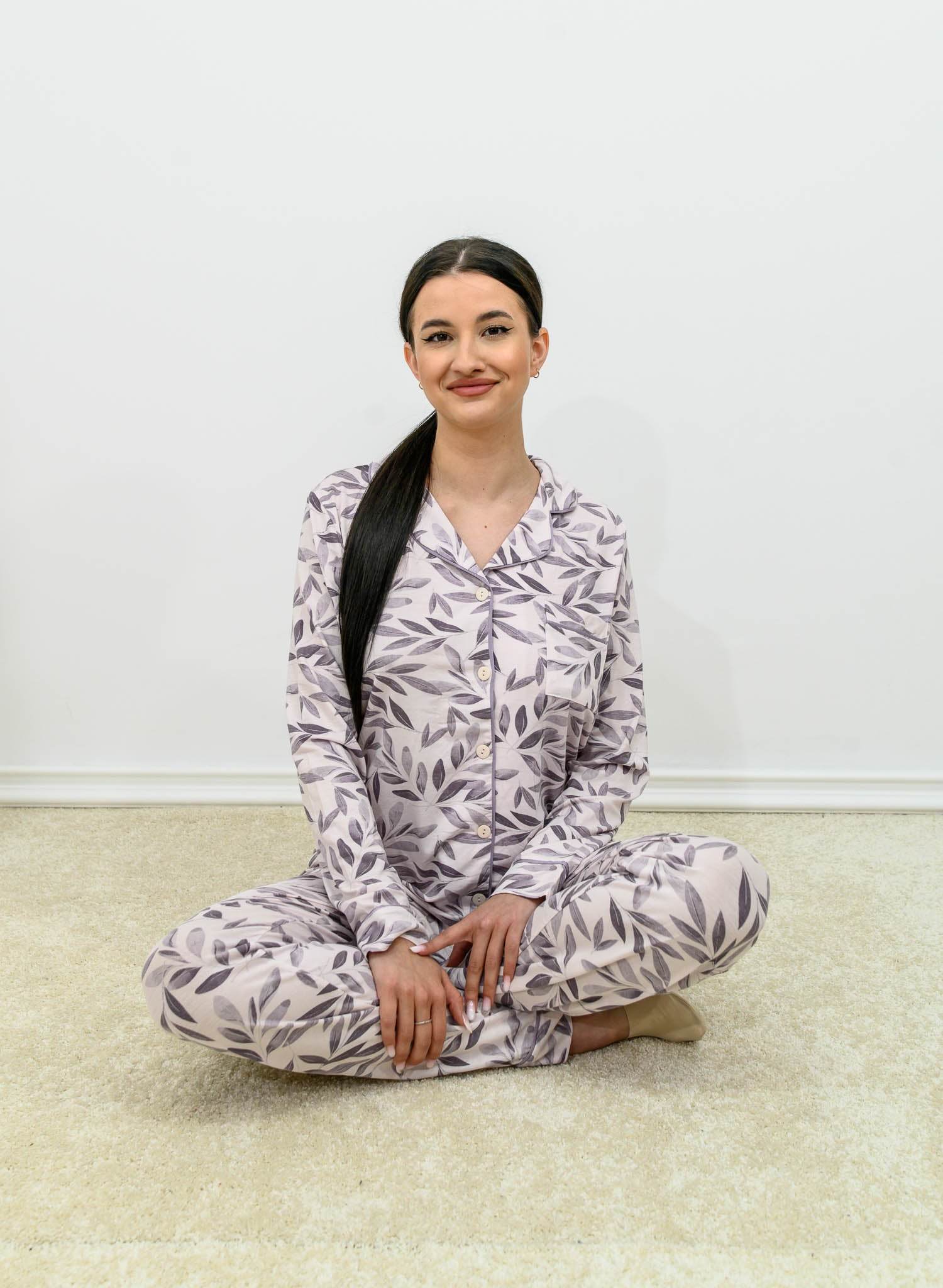 Pijamale Damă din vâscoză 95%(lila) - Rammi.ro