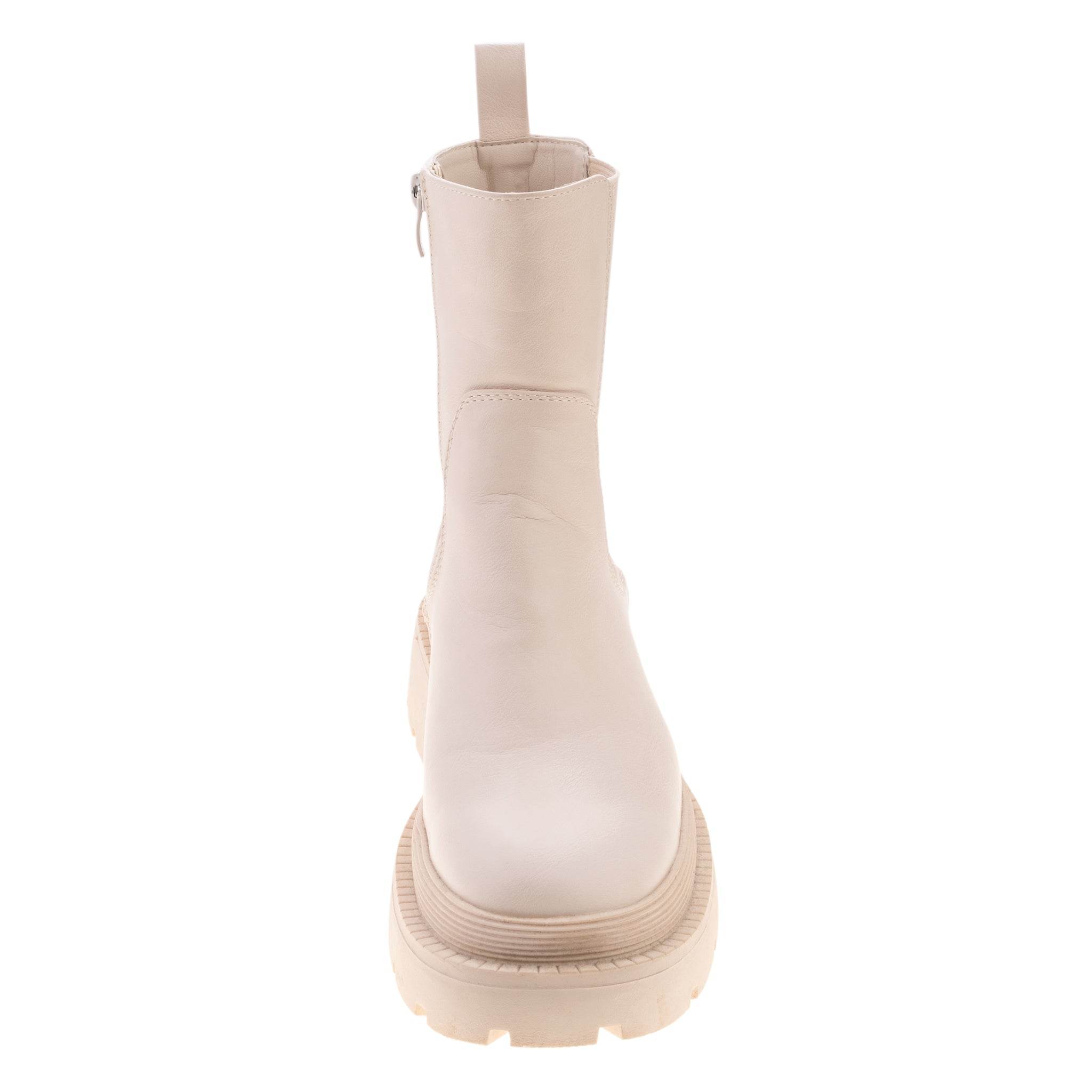Botine din piele ecologica, Nude - Rammi.ro
