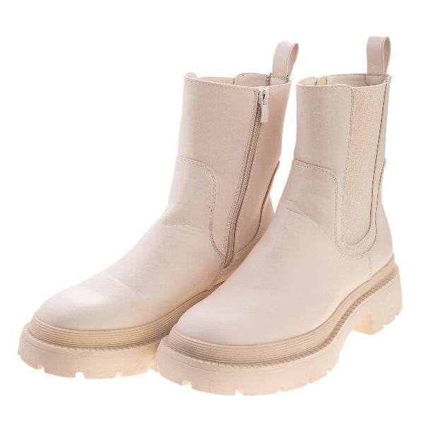 Botine din piele ecologica, Nude - Rammi.ro
