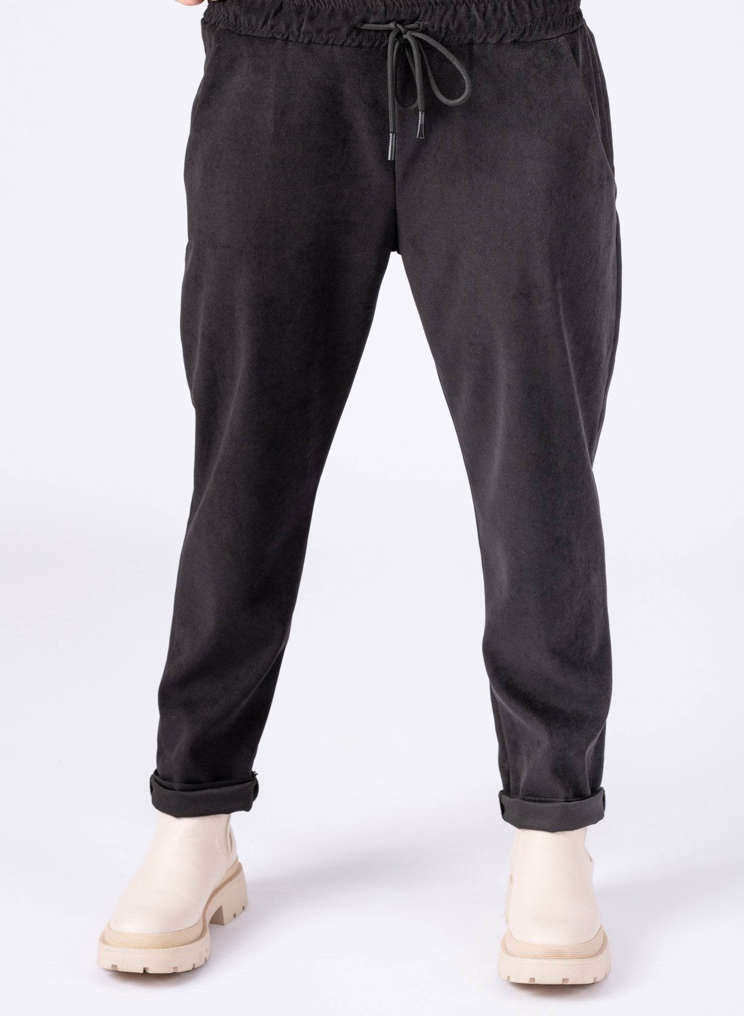 Pantaloni lejeri din reiat, Negri - Rammi.ro