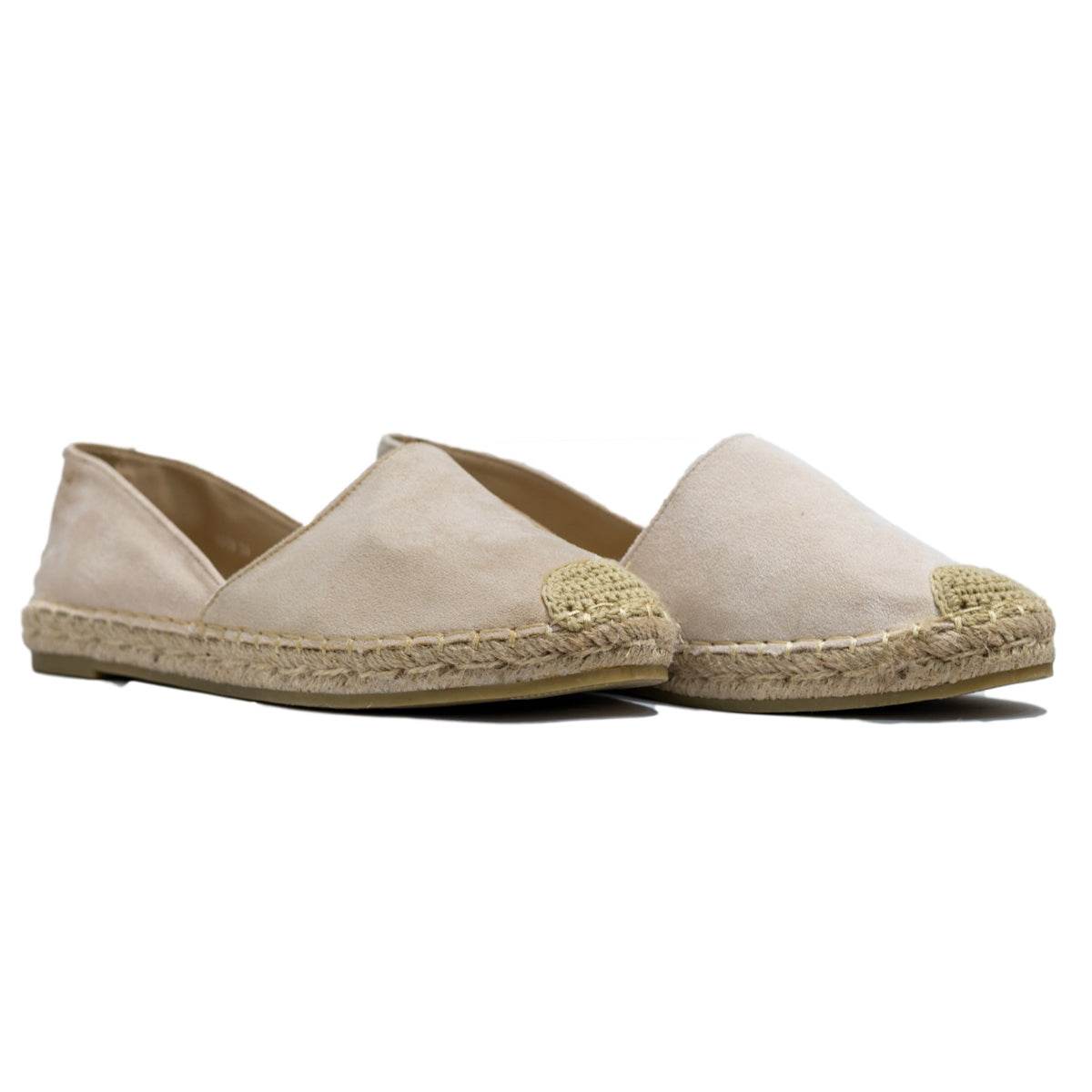 Espadrile nude comode din piele eco - Rammi.ro