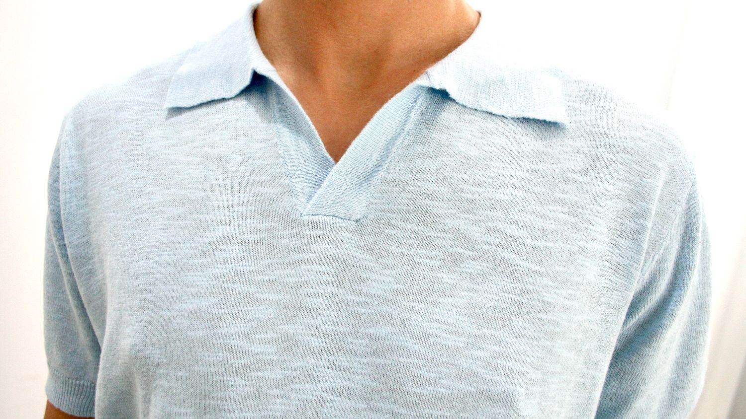 Tricou pentru bărbați, tricotat din fibre naturale, Bleu - Rammi.ro