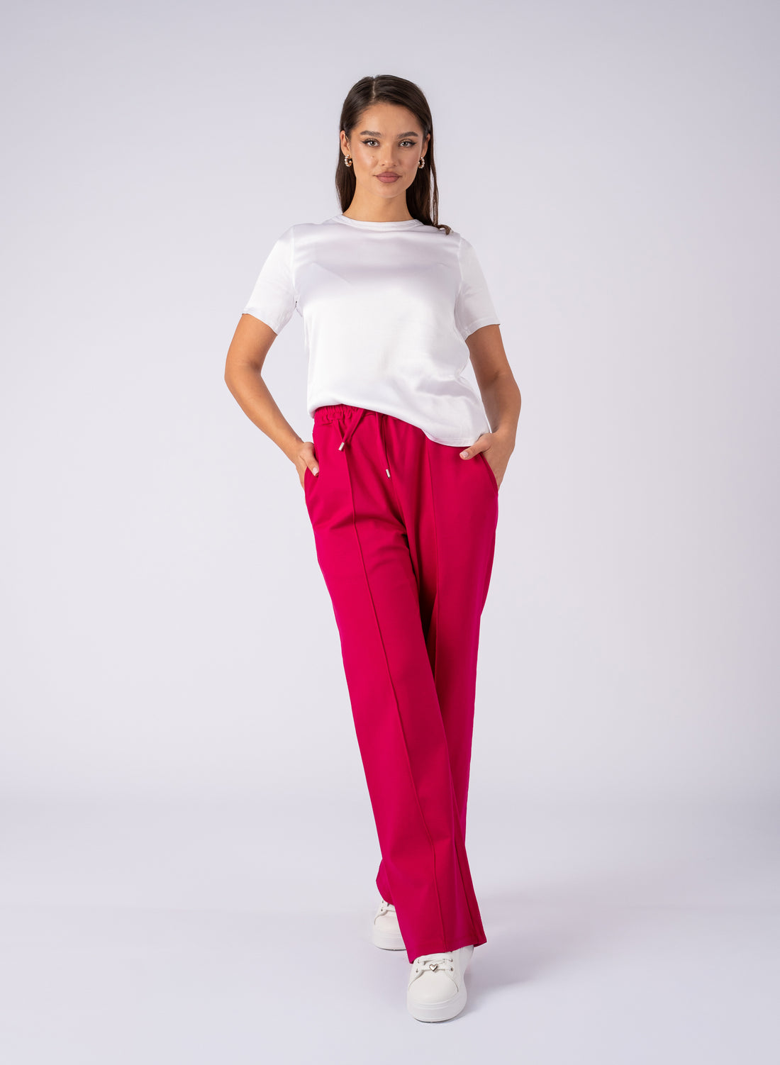 Pantaloni din vascoza groasa,Fucsia