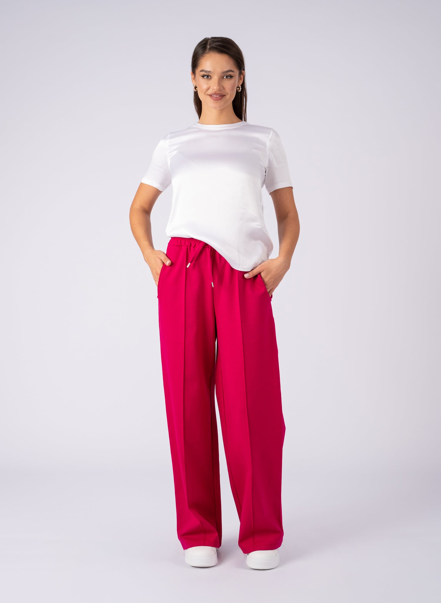 Pantaloni din vascoza groasa,Fucsia