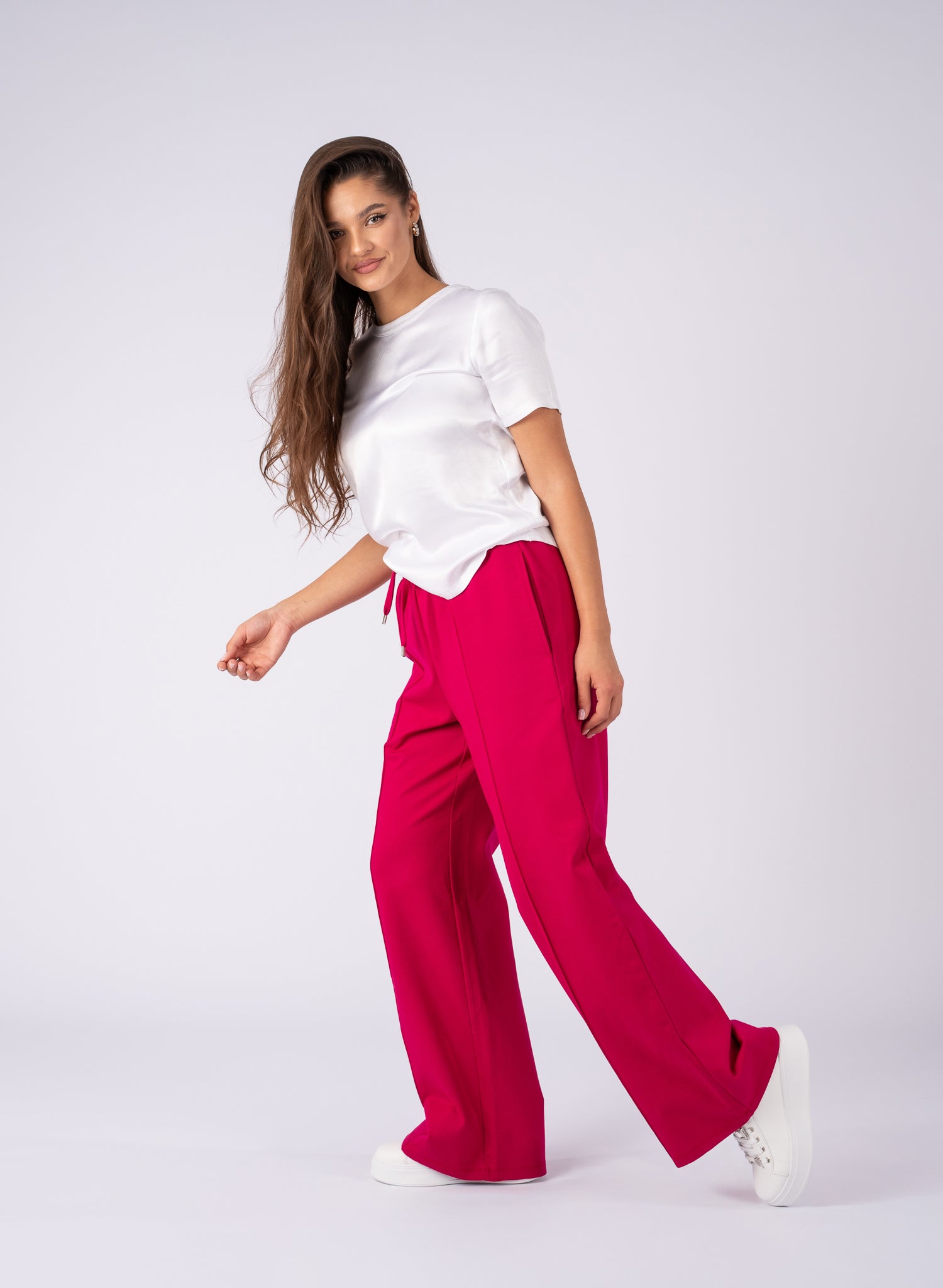 Pantaloni din vascoza groasa,Fucsia