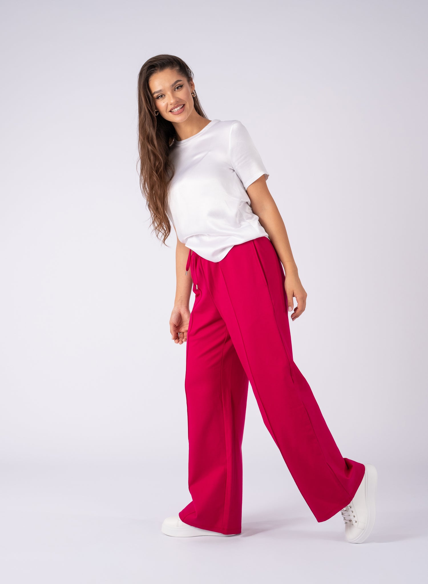 Pantaloni din vascoza groasa,Fucsia