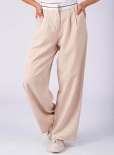 Pantaloni casual, Crem cu bata albă - Rammi.ro
