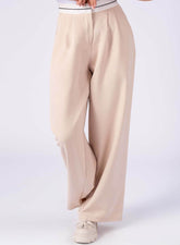 Pantaloni casual, Crem cu bata albă - Rammi.ro