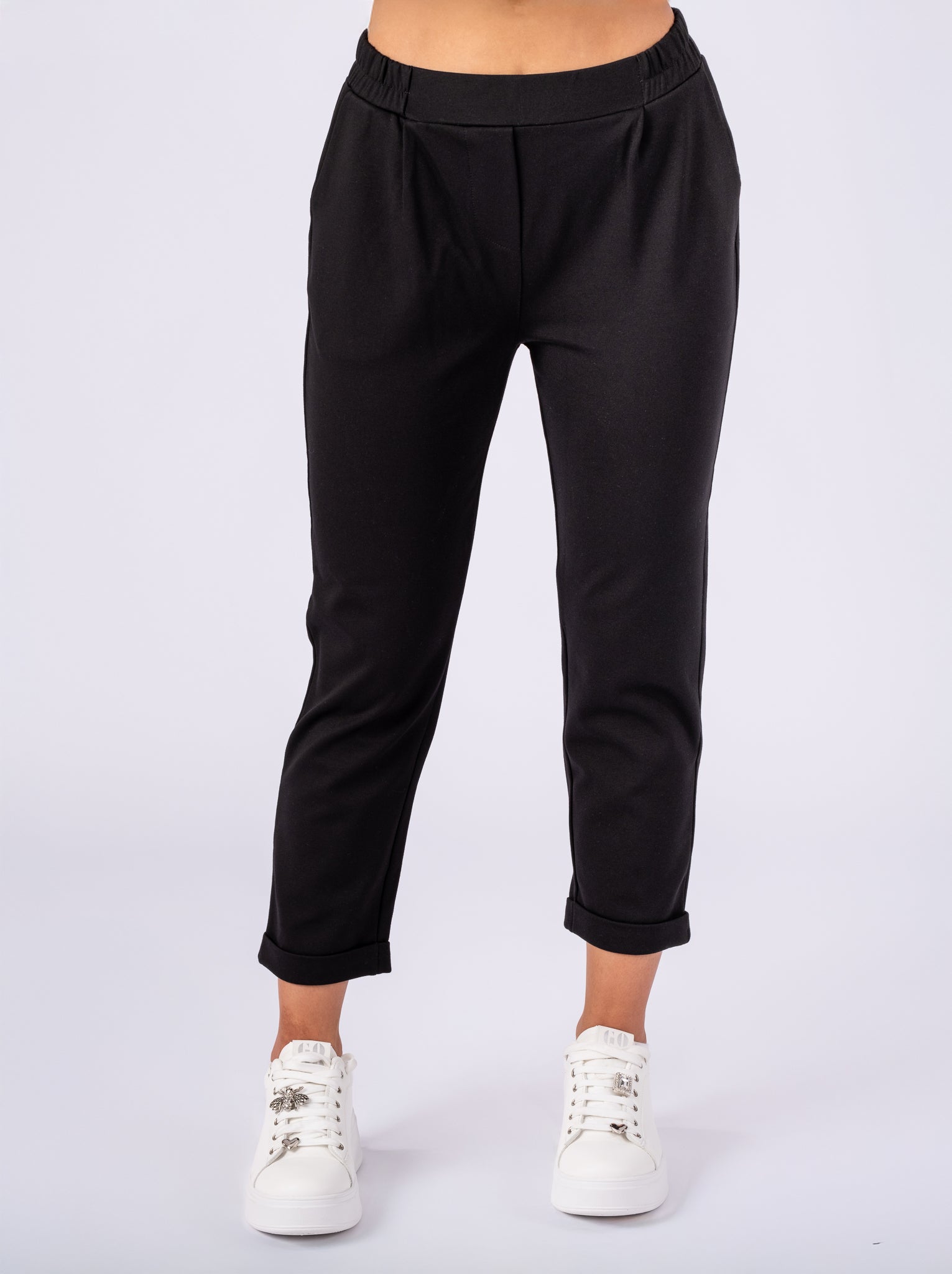 Pantaloni casual pentru femei, din vascoza, Negru