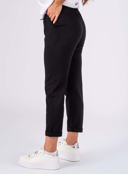 Pantaloni casual pentru femei, din vascoza, Negru