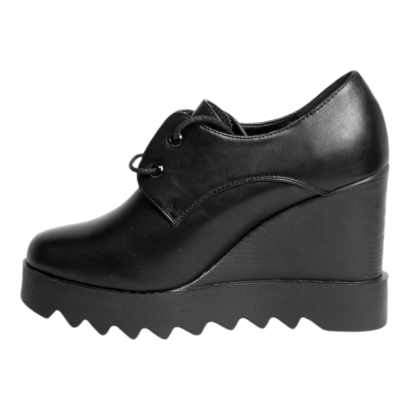 Botine cu toc gros si siret,  Negre