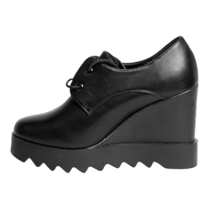 Botine cu toc gros si siret,  Negre